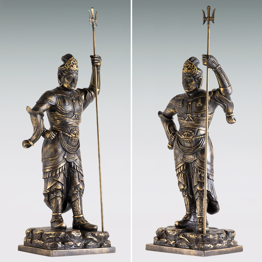 毘沙門天像 高さ35cm｜仏像 ブロンズ製・金彩仕上げ｜長田晴鳳：原型