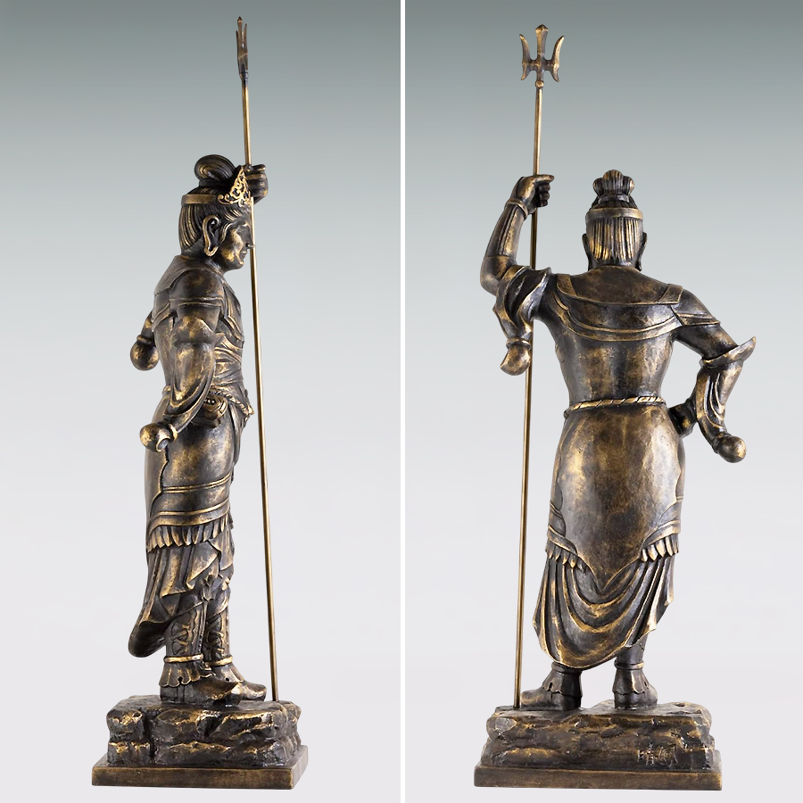 毘沙門天立像 高さ35cm｜長田晴鳳：原型制作｜ブロンズ製仏像・金彩