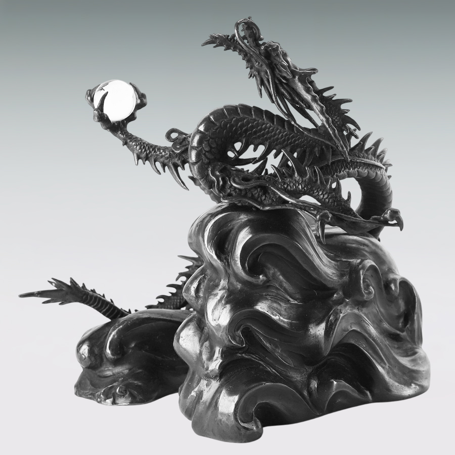 波に龍 高さ27cm｜村田宏：原型制作｜鋳銅製置物 : HIKARI GALLERY