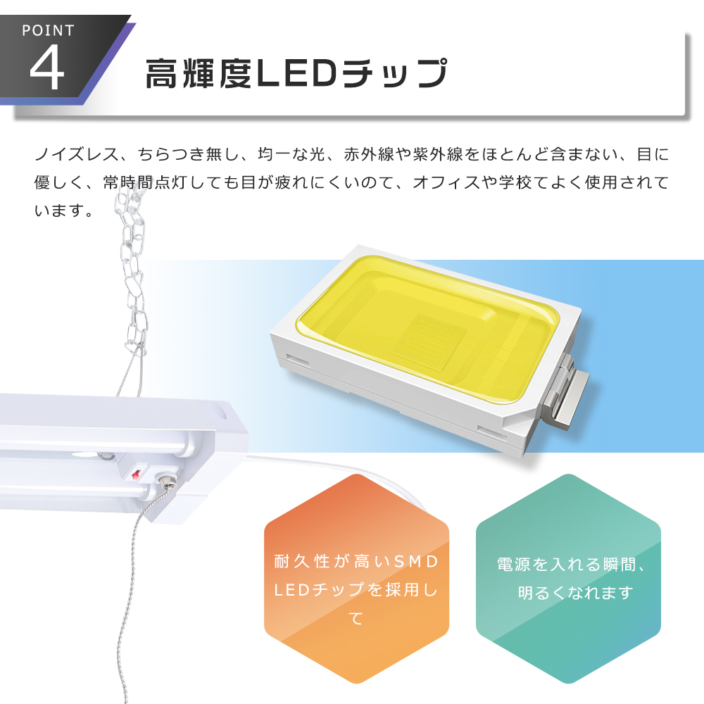 LEDベースライト 40W2灯 4000lm 3段階調色 4台まで連結可能 LED蛍光灯