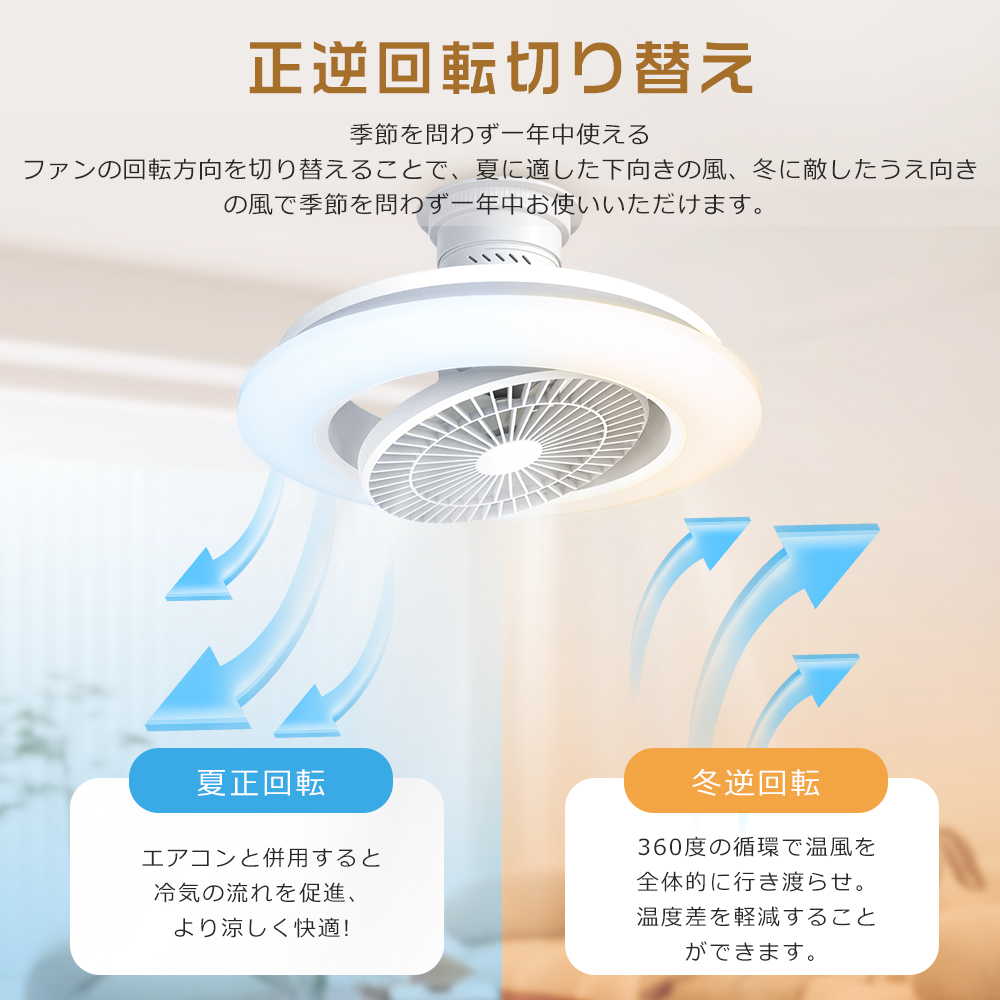 シーリングファンライト LED DCモーター 10〜14畳 360°自動首振り