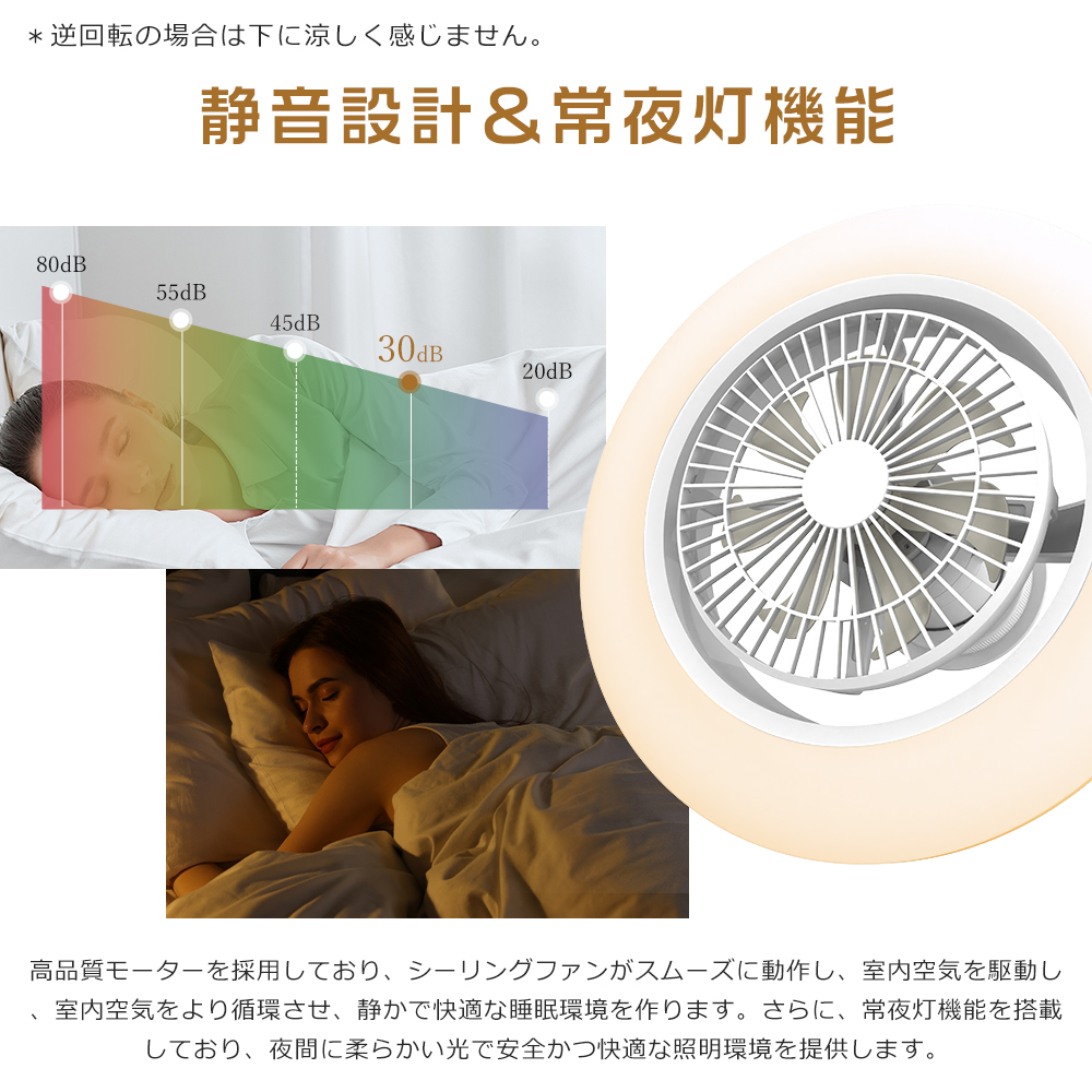 シーリングファンライト LED DCモーター 10〜14畳 360°自動首振り