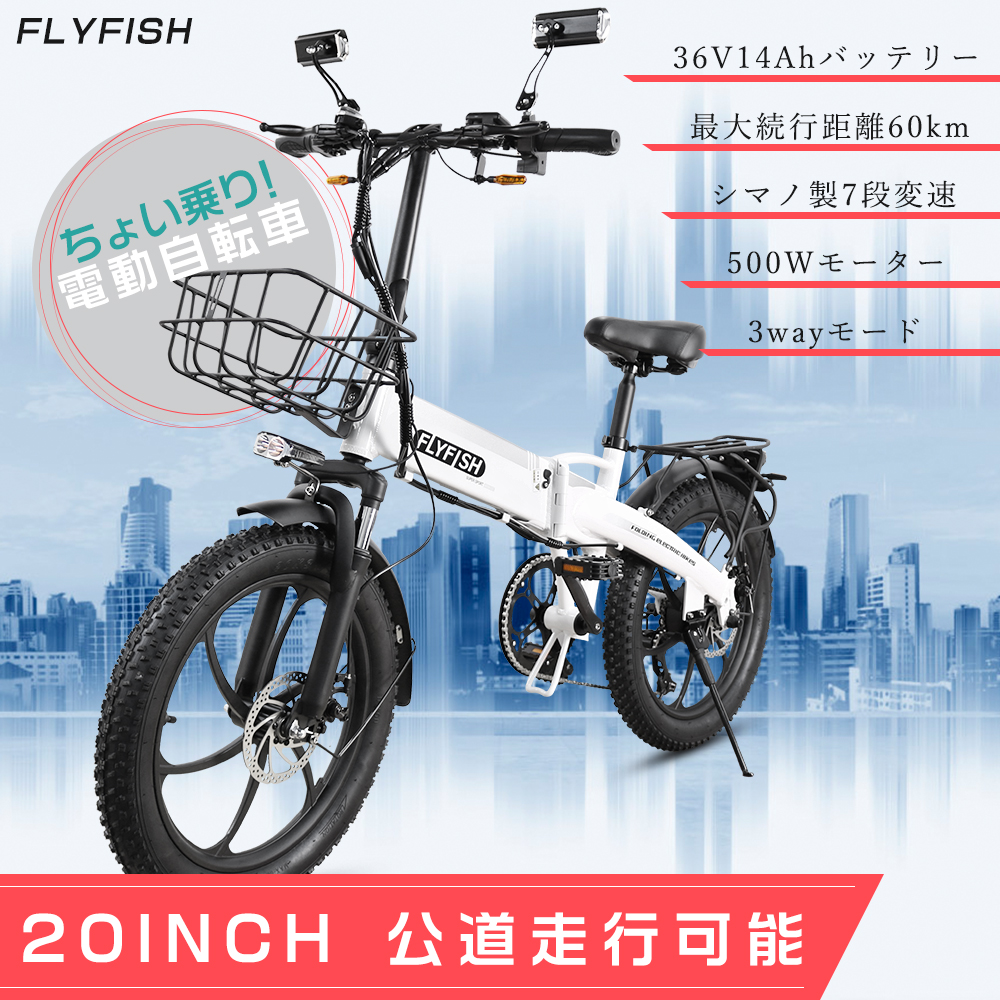 FLYFISH 電動自転車 電動アシスト自転車 20インチ 型式認定アシスト自転車 公道走行可 電動折りたたみ自転車 折り畳み自転車 電動  アシスト自転車 E-Bike