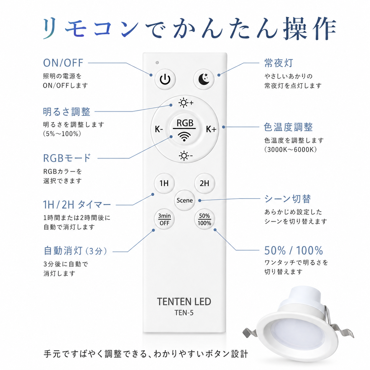 LEDダウンライト 100φ 11W 2200lm 埋込穴100mm 一体型 天井埋込型 拡散