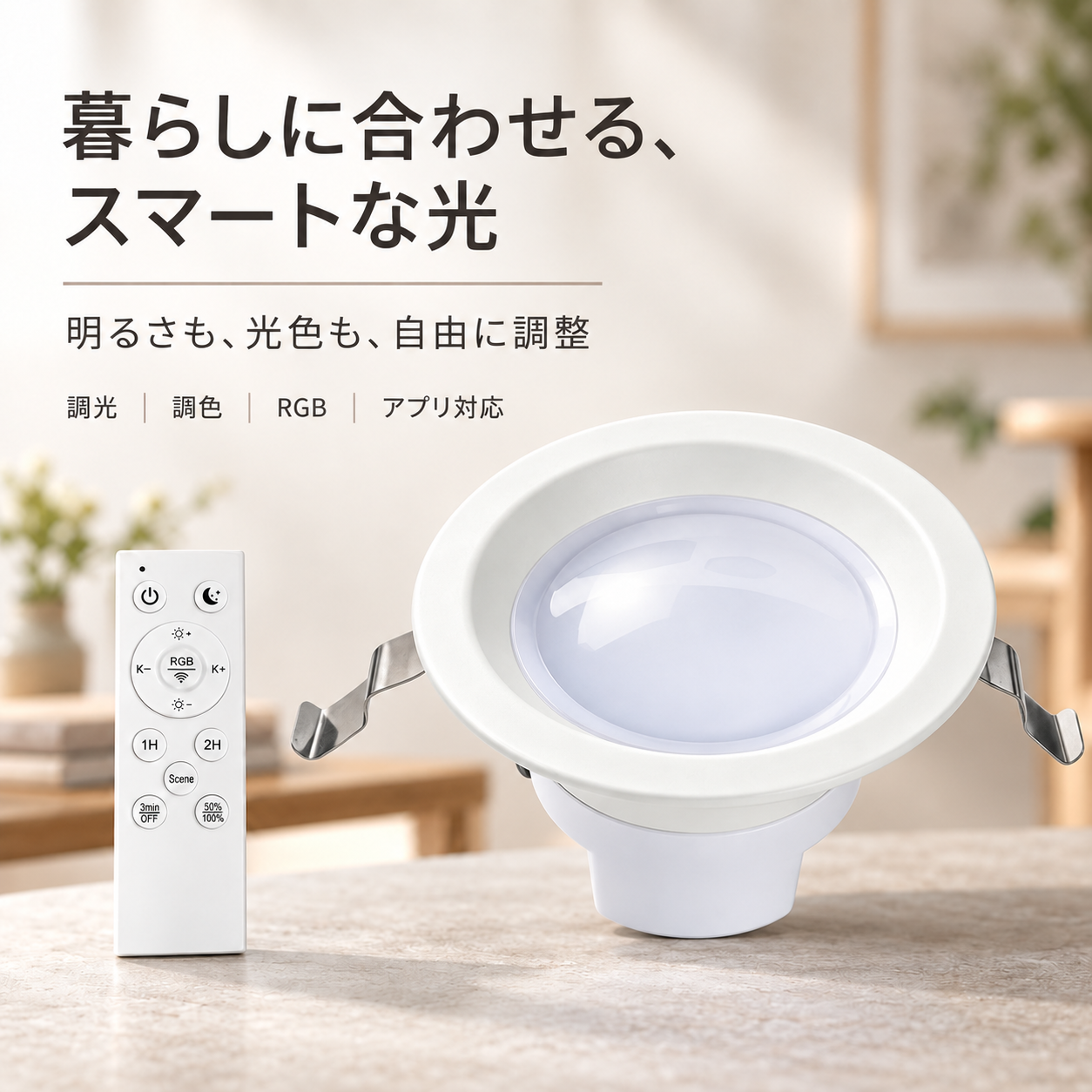 LEDダウンライト φ100 11W 2200lm リモコン付き 常夜灯 1Hタイマー 2H