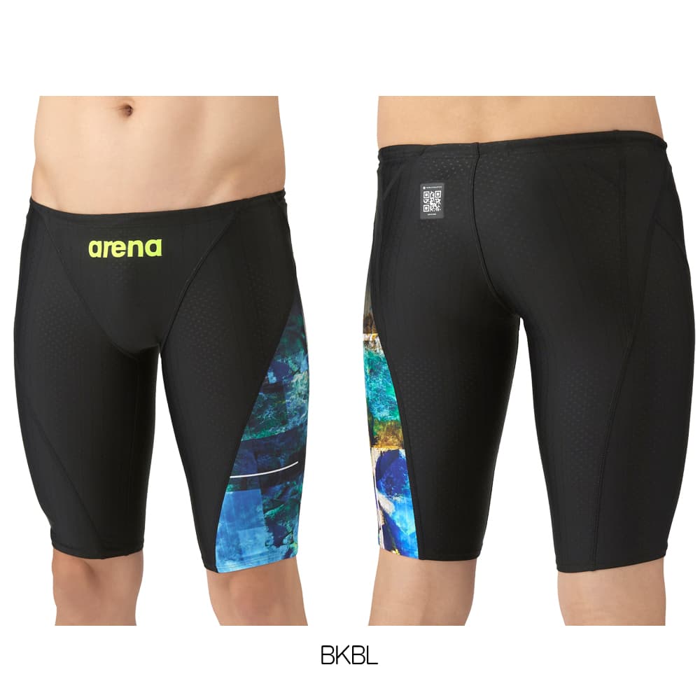 アリーナ ARENA 競泳水着 メンズ WA承認モデル レーシングスパッツ ハーフレッグ AQUA RACING ECO AQUA STRIPE-D 2025年秋冬モデル WAVES AS5FRC57M fina マーク あり アリーナ（arena） 競泳水着 メンズ WA承認モデル レーシングスパッツ