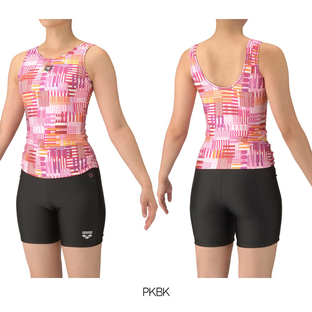 アリーナ ARENA フィットネス水着 レディース フィットネスセパレーツ Uバック ミドルレッグ 差し込みパッド ダブルエステル FUSION COLORS AS5FWF55L