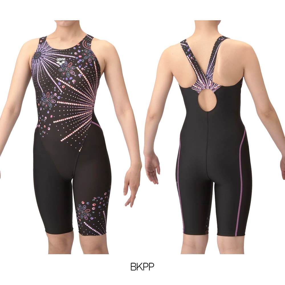 アリーナ ARENA フィットネス水着 レディース スパッツ オープンバック ハーフレッグ オールインワン パッド付き AQUA EXA 2025年春夏モデル | アリーナ | 01