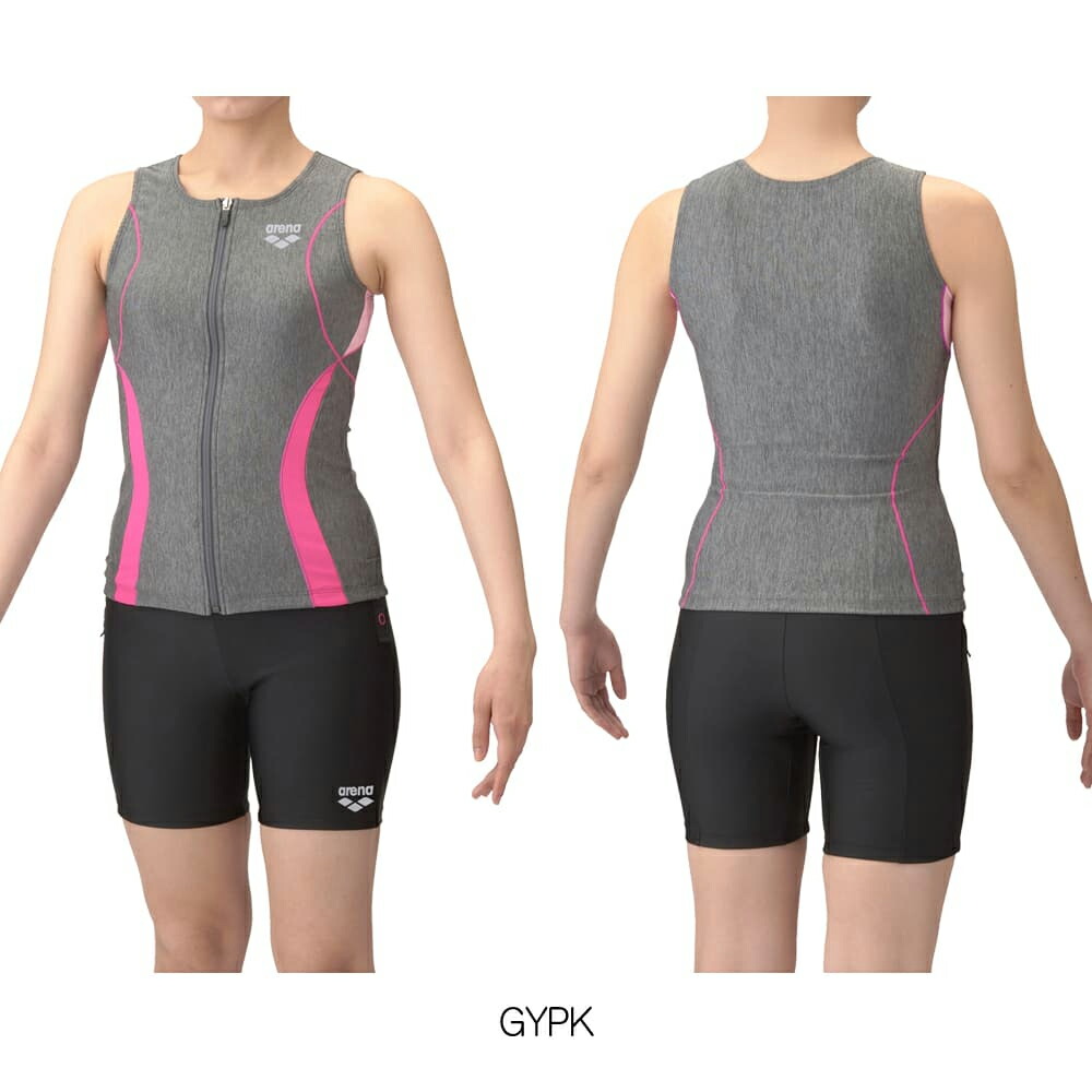 アリーナ arena フィットネス水着 セパレート レディース すらっとフルジップセパレーツ AS5SWF42L-GYBK アリーナ（arena） フィットネス水着 レディース セパレーツ