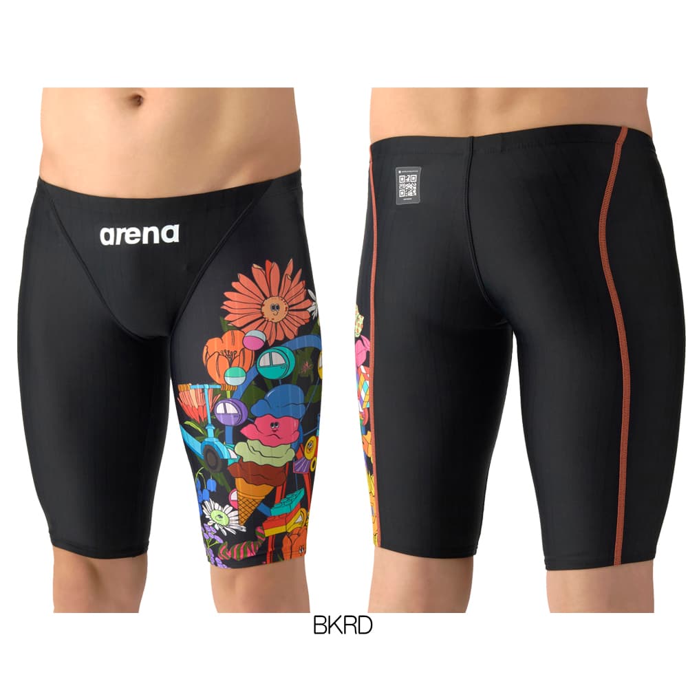 アリーナ ARENA 競泳水着 メンズ WA承認モデル AQUA RACING ECO AQUA STRIPE FUN GRAPHICS レーシングスパッツ ハーフレッグ 2026年春夏モデル AS6SRCP2M | アリーナ | 01
