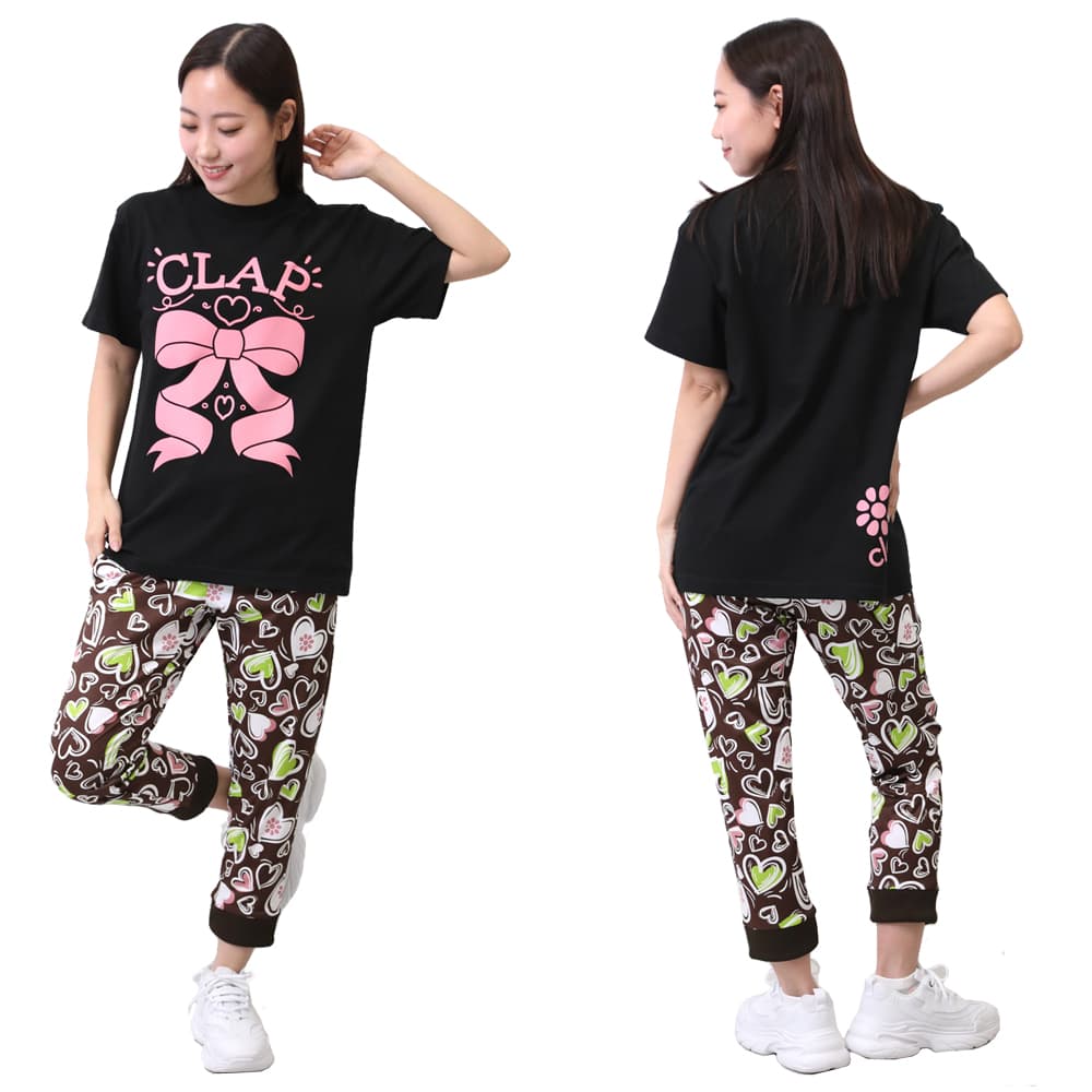 clap フィットネス　セットアップ　クロップドパンツ&Ｔシャツ　美品 クラップ フィットネス（パンツ丈タイプ：7分）のおすすめ人気