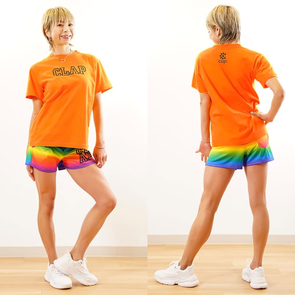 clap フィットネス　セットアップ　クロップドパンツ&Ｔシャツ　美品 clap クラップ CLAP ハナ イーシュット レディース クロップド