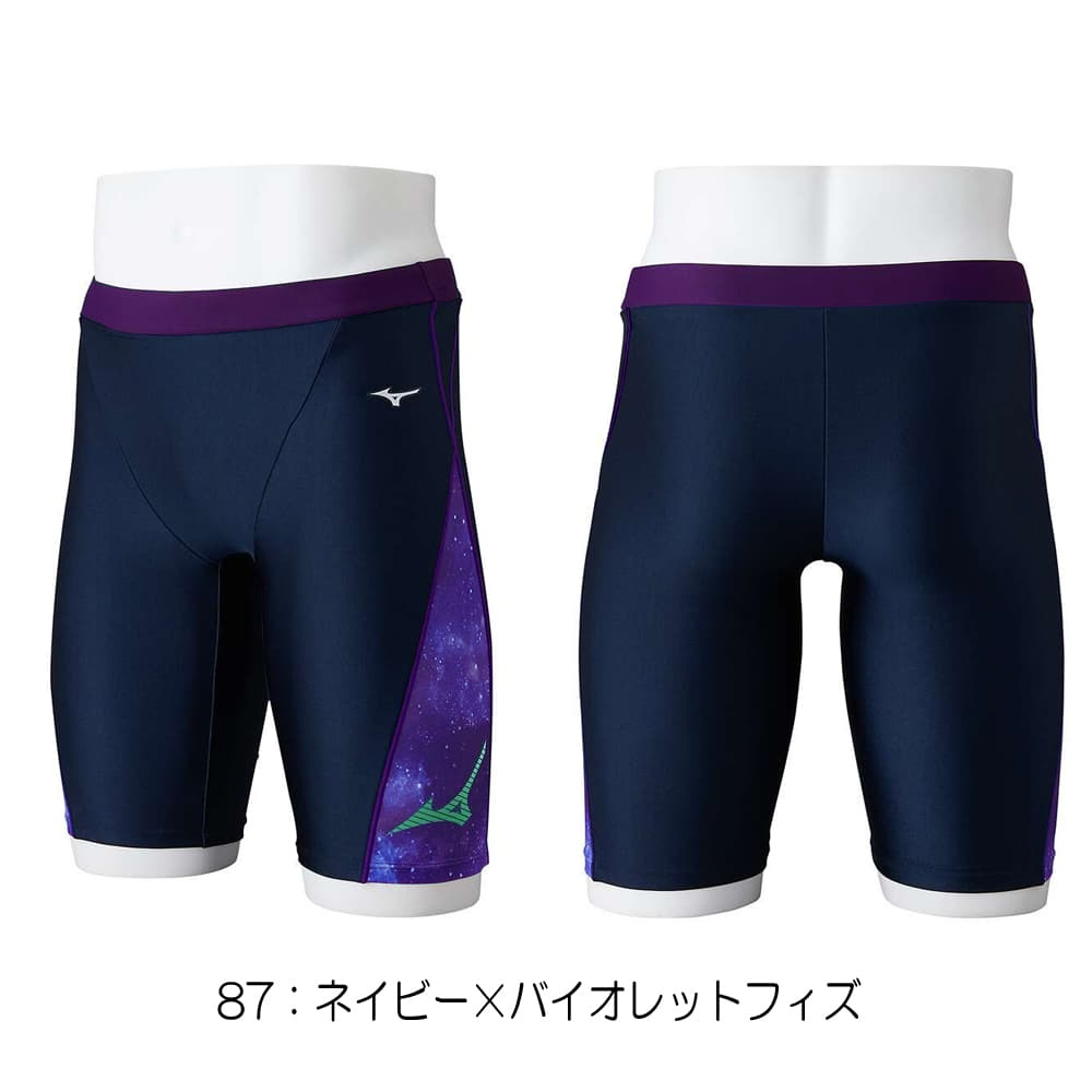 MIZUNO - ミズノ　男性用水着　ネイビー×ホワイト×パープル　Lサイズ　新品 MIZUNO フィットネス水着（性別：メンズ）｜水泳｜スポーツ