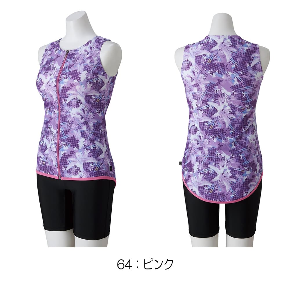 ミズノ MIZUNO フィットネス水着 レディース パッド付き セパレーツ(ファスナー付き) 2023年秋冬モデル N2JGA843 | MIZUNO | 03