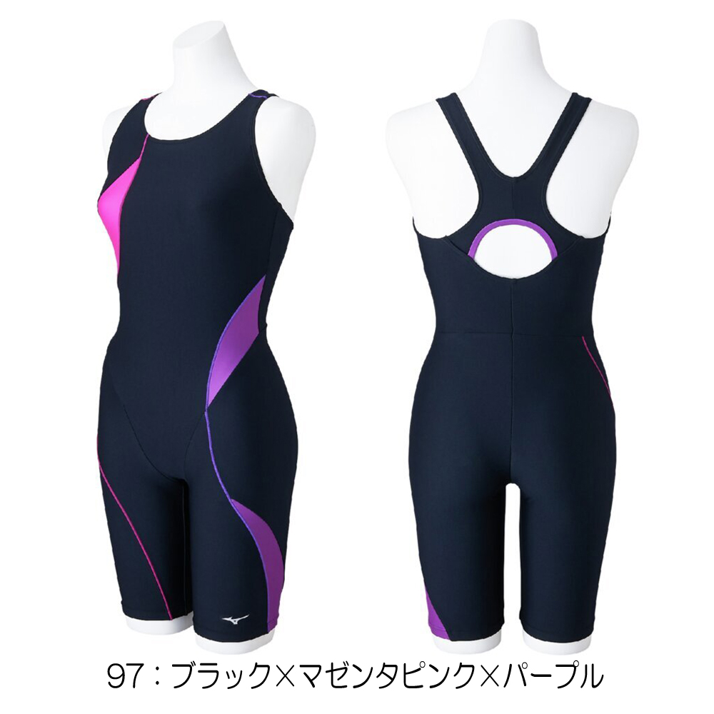 Mizuno 紫 ストライプ 競泳水着 値下げ可能！！ MIZUNO（ミズノ） フィットネス水着 レディース STROKE ONE