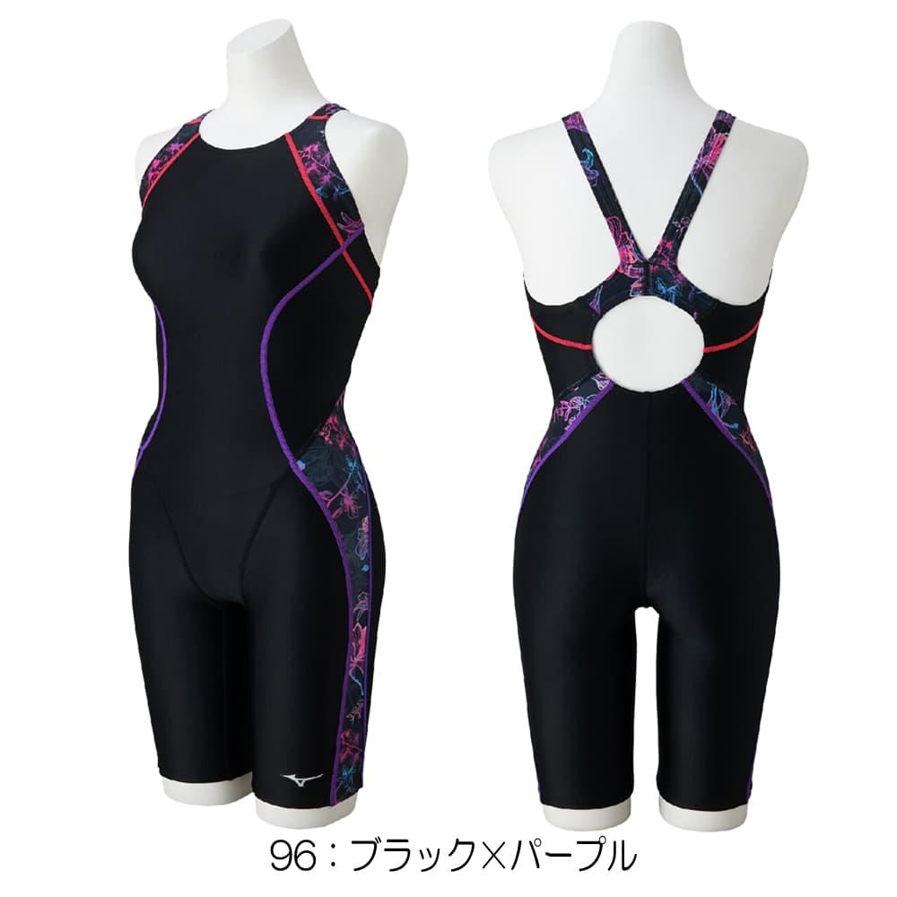 Mizuno スポーツ用水着 L ブラック/パープル MIZUNO（ミズノ） フィットネス水着 レディース Stroke ONE