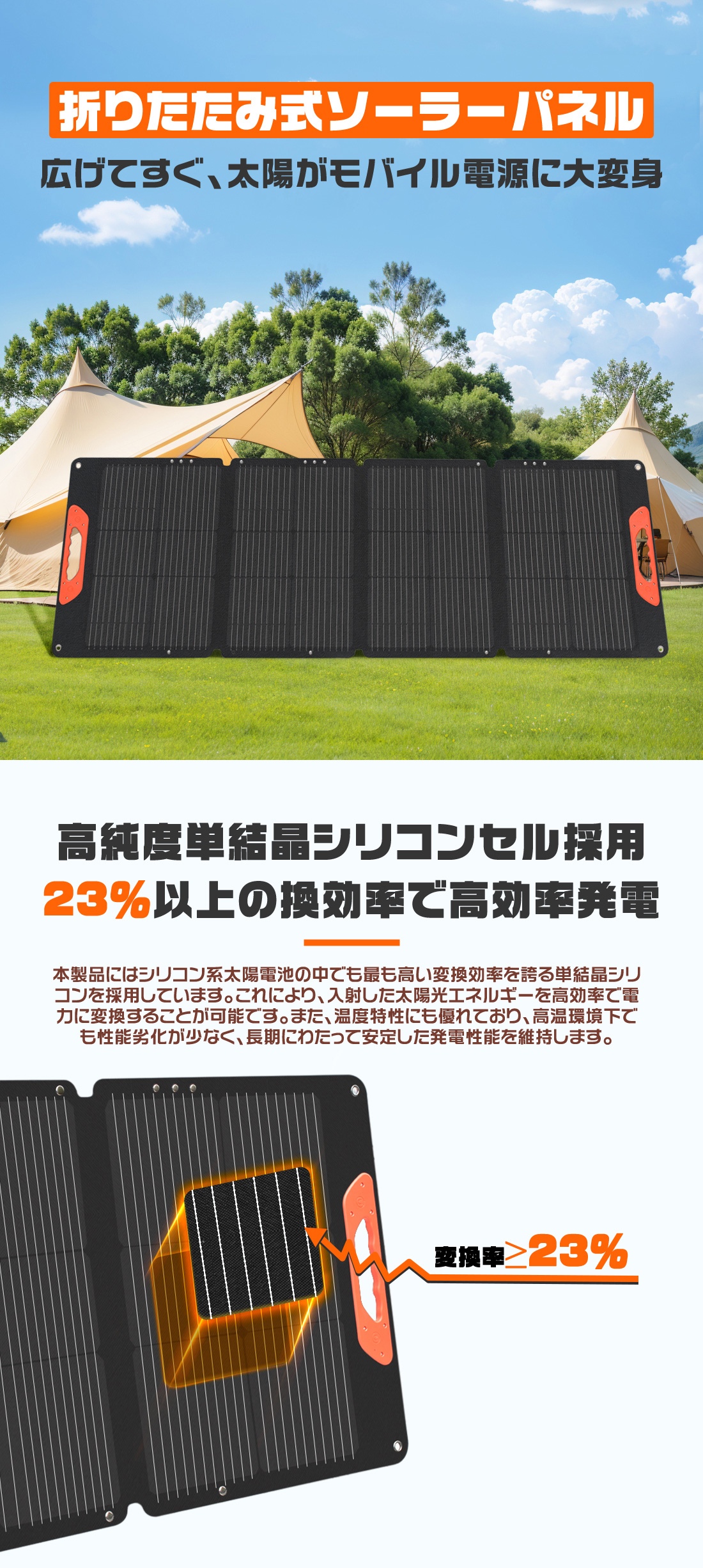 HIKARI ソーラーパネル 120W 太陽光パネル ソーラーチャージ スマホに