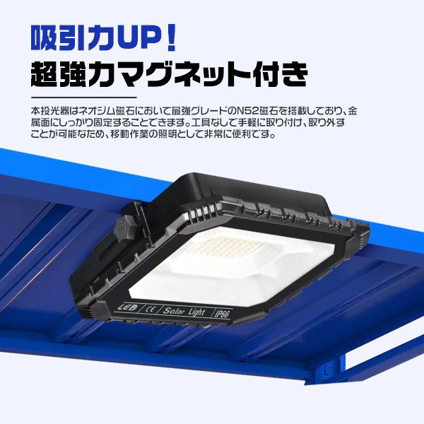 led投光器 充電式 300Wより明るい 無段階調光 16800LM 16800mAH 超強力マグネット USBとソーラー充電 5つ点灯モード 防災グッズ IP66 3年保証 1個a 関連画像3