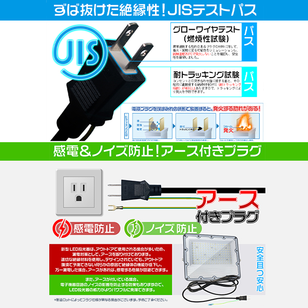 [4台セット] led投光器 100W 19600lm 極薄 正圧排気弁付き IP67 85V-265V 高輝度 軽量　照明器具 屋外 PSE PL保険 2年保証 | HIKARI（ヘッドライト） | 09