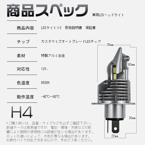 2個セット H4ヘッドライト LED Hi/Lo 切り替え 16000lm 6500K ホワイト 車 バイク 車検対応 白 ヘッドライト zd 関連画像5