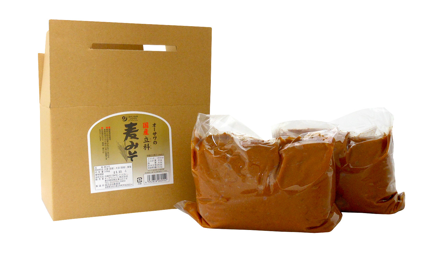 オーサワの国産立科麦みそ(箱入り) 3kg(1kg×3)