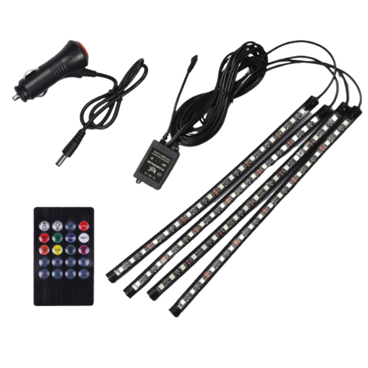 LED テープライト 車 防水 RGB シガーソケット USB フットライト 足元 電飾 リモコン 調光 ドレスアップ イルミネーション フロアライト