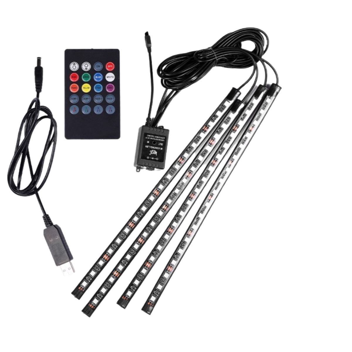LED テープライト 車 防水 RGB シガーソケット USB フットライト 足元 電飾 リモコン 調光 ドレスアップ イルミネーション フロアライト