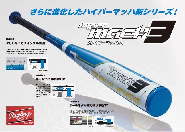 ローリングス ジュニア少年用 ハイパーマッハ3 野球 軟式 バット 限定カラー 野球 バット 少年軟式 ハイパーマッハ3ミドル ジュニア ローリングス