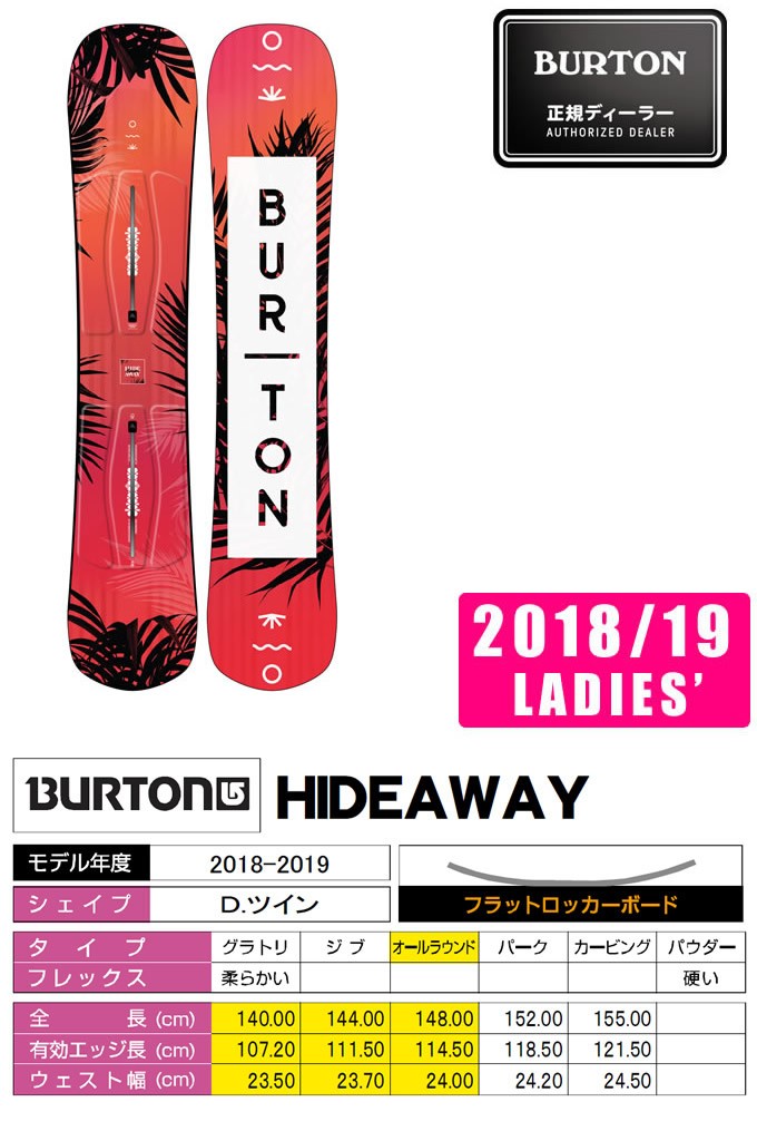 バートン BURTON スノーボード 板 レディース Women's Hideaway