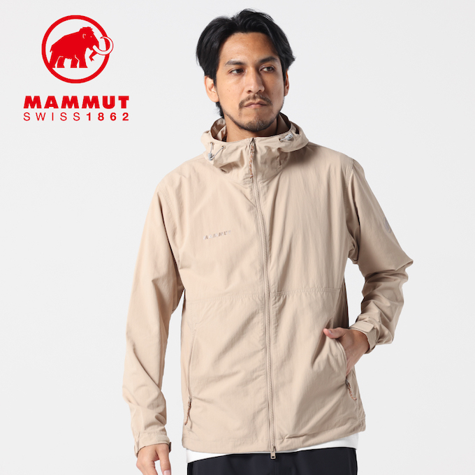 ラントリップ　ベージュ フード付き ウィンドブレーカー M MAMMUT（マムート） アウトドア ジャケット メンズ Hiking WB Hooded
