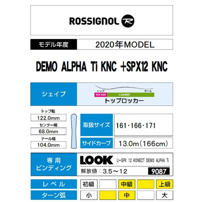 ロシニョール ROSSIGNOL スキー板 セット金具付 メンズ スキー板+