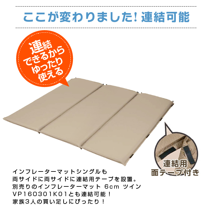 VISIONPEAKS ☆インフレータマット 6cm シングル 連結可能 自動