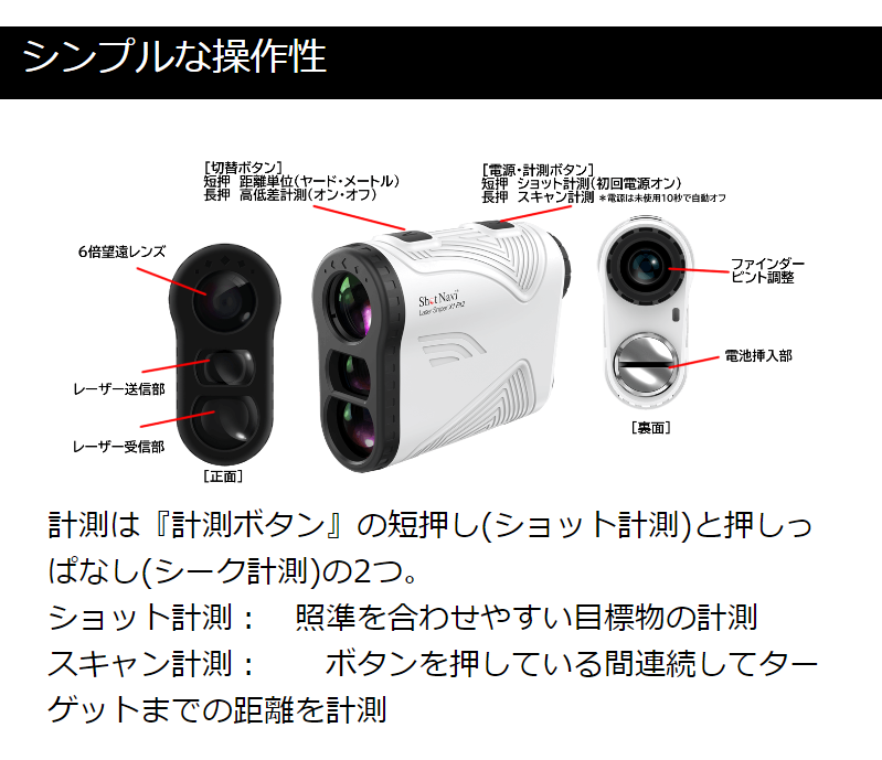 ショットナビ Shot Navi ゴルフ 計測器 レーザースナイパー