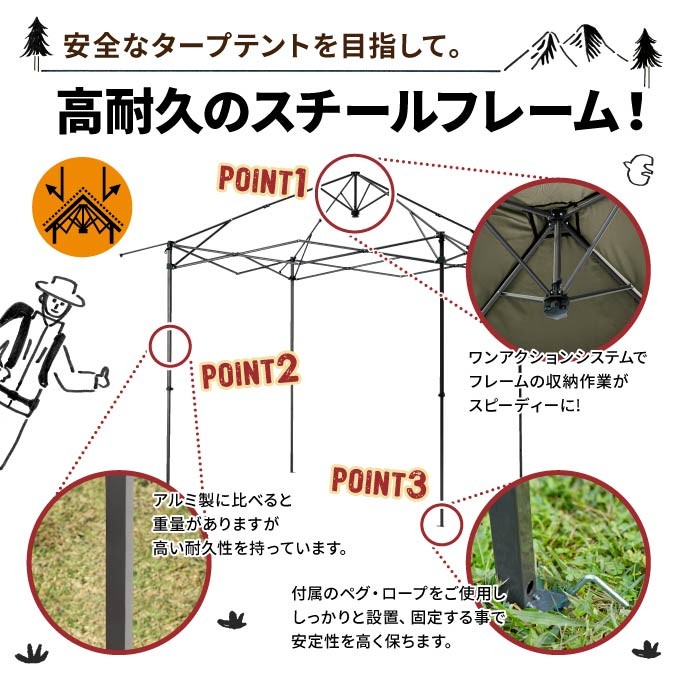 ビジョンピークス VISIONPEAKS ワンタッチタープ ワンアクション 