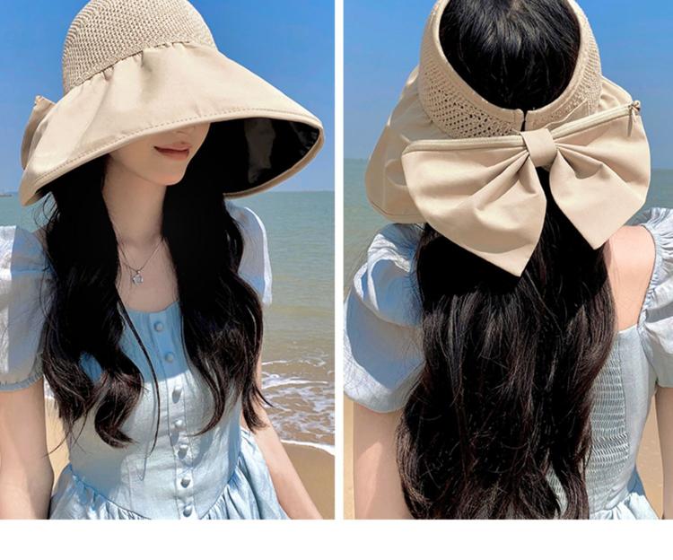 2024夏女性用UVカット顔を隠す日焼け止め帽子空トップ大つば収納可能ポニーテールビーチサンハット ...