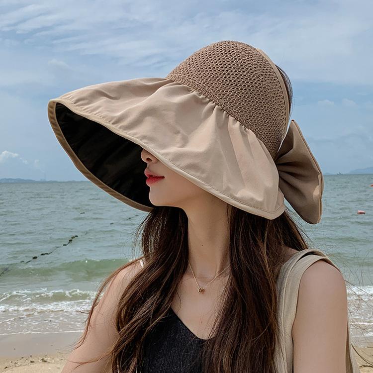 2024夏女性用UVカット顔を隠す日焼け止め帽子空トップ大つば収納可能ポニーテールビーチサンハット 防水 軽量 通気性 折りたたみ 紫外線対策｜himawaliya｜02
