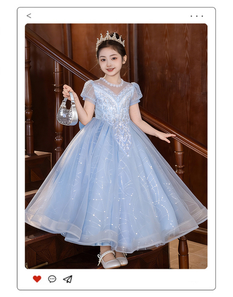 子供ドレス ブルー ピアノ発表会 女の子 女児ドレス キッズドレス
