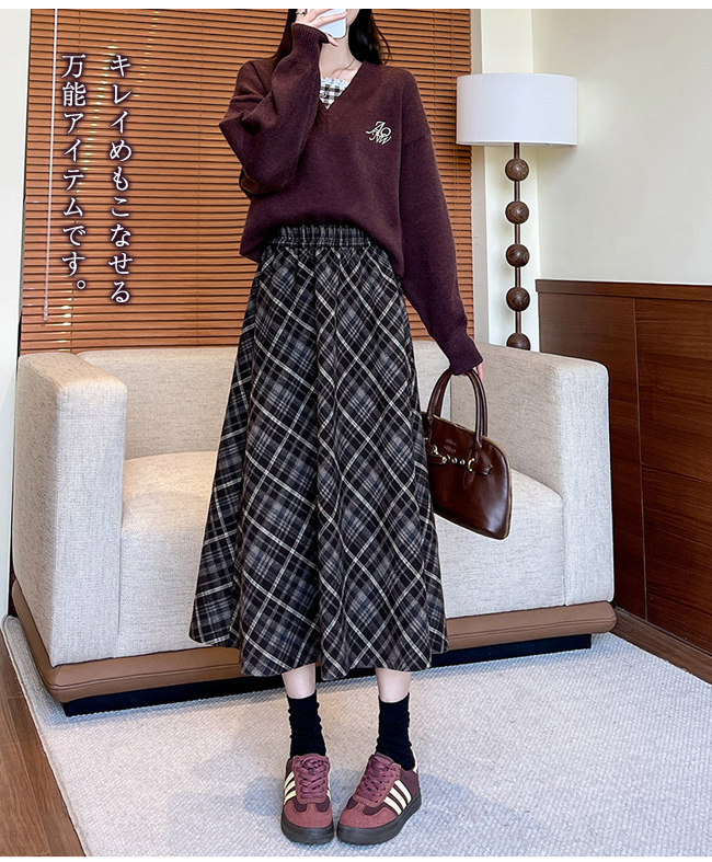チェックスカート ロングスカート レディース Aライン フレアスカート