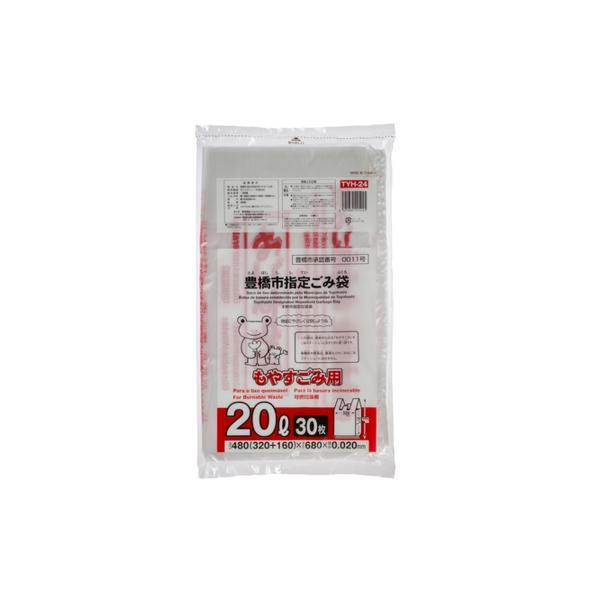 (まとめ買い×30個セット)ジャパックス TYH24 豊橋市指定袋 もやすごみ用 20L 手付き 30枚 (送料無料)