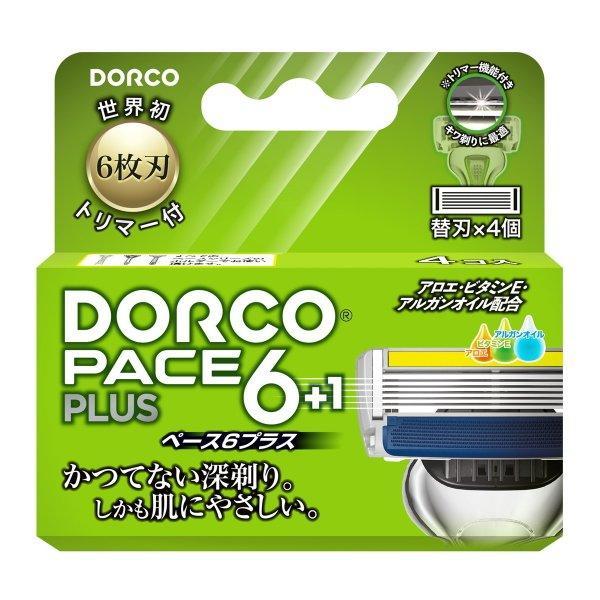 (まとめ買い×12個セット)ドルコ PACE6PLus 6枚刃 替刃式カミソリ 替刃 トリマー付 4コ入 (送料無料)