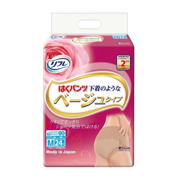 (まとめ買い×4個セット)リブドゥ リフレ はくパンツ 下着のようなベージュタイプ Mサイズ 24枚入 (送料無料)