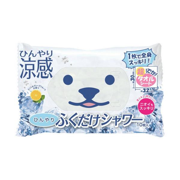 (まとめ買い×48個セット)ときわ商会 ひんやり ふくだけ シャワー 10枚入 (送料無料)