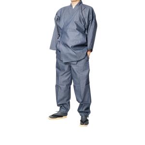 作務衣 日本製 デニム作務衣-袖ロールアップ 5060 M/L/LL