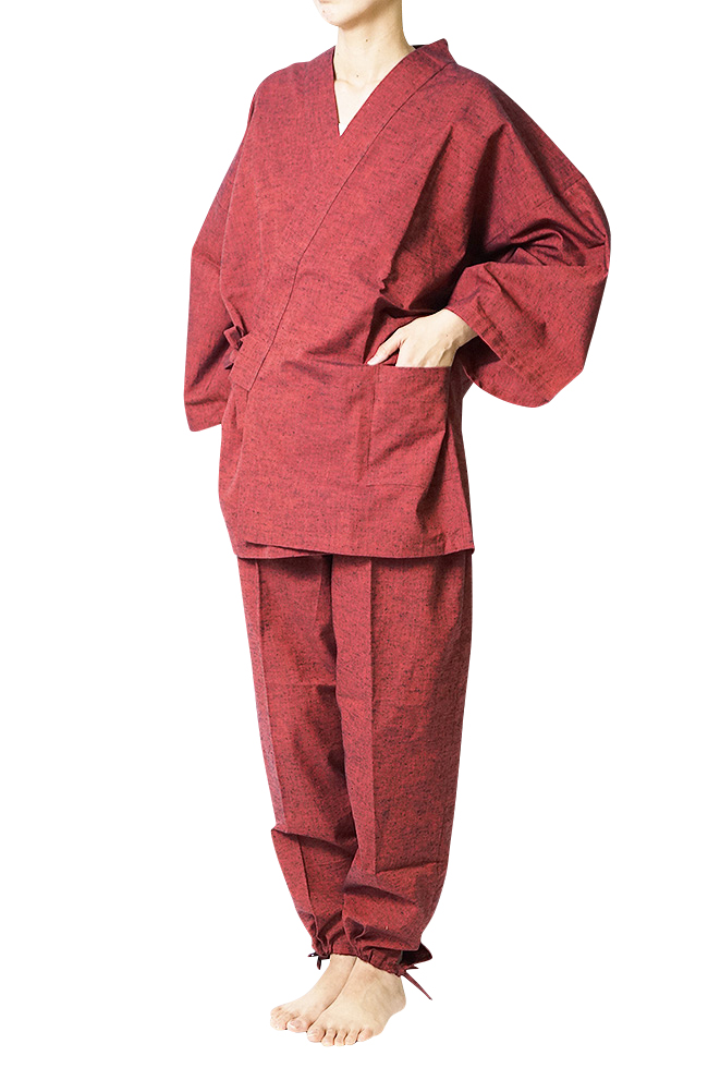 作務衣 日本製 女性 久留米織女性 作務衣 さむえ-綿100％ M/L : kurume