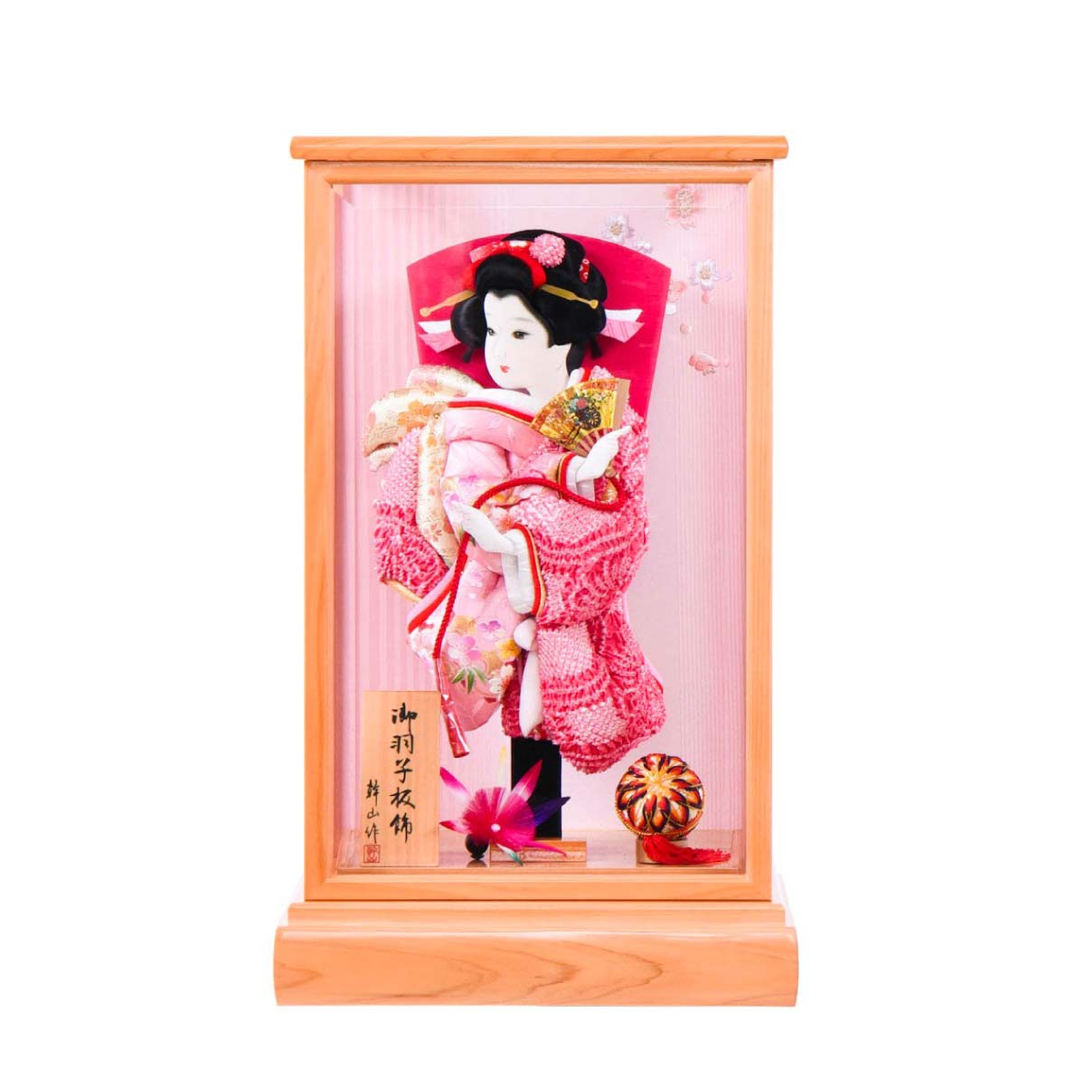 羽子板 初正月 コンパクト 小型 8号小春 桧(ひのき) 正絹鹿の子絞り 匠一好
