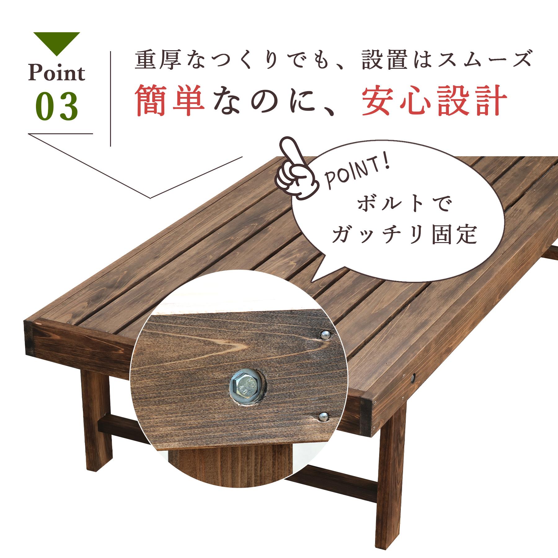 ベンチ　椅子　（縁台）国産無垢杉材 横900mm（濃い茶色）　ビンテージ風 楽天市場】規格型 ウッドデッキ風 縁台 /板幅8.6cm◇国産杉幅