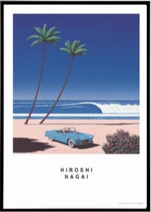 大滝詠一のアルバムデザインでも有名なイラストレーター永井博作品「BLUE CAR AND THE BEACH」