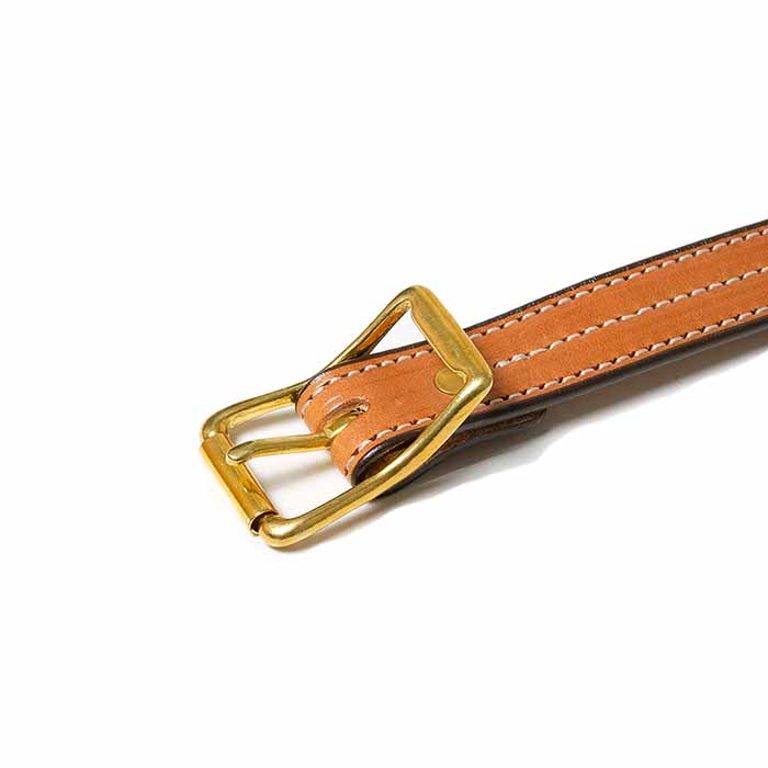YUKETEN（ユケテン） - Triple Stitched Belt - Brown with Natural