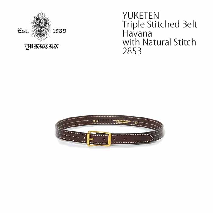 YUKETEN（ユケテン） - Triple Stitched Belt - Havana with Natural