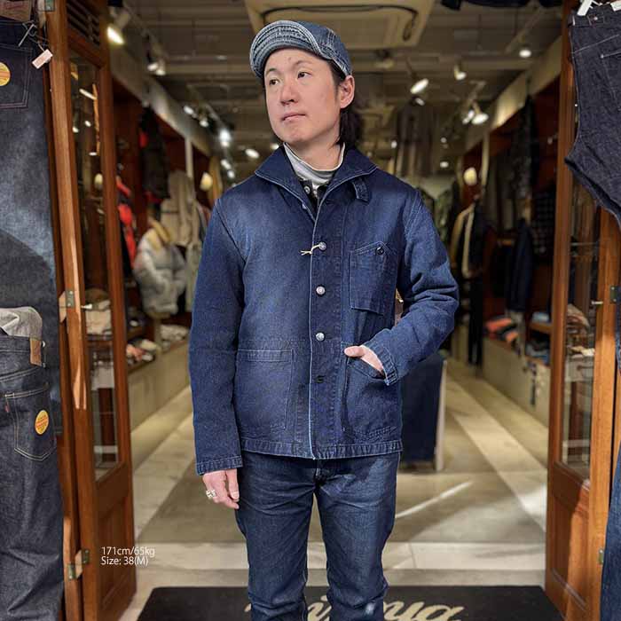 soundman サウンドマン ノーカラー刺子ジャケット インディゴ　サイズ42 SOUND◇MAN（サウンドマン） Soundman M374-655Y インディゴ染め刺し子